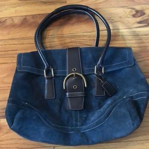 Navy Blue Suede Coach Bag- like new